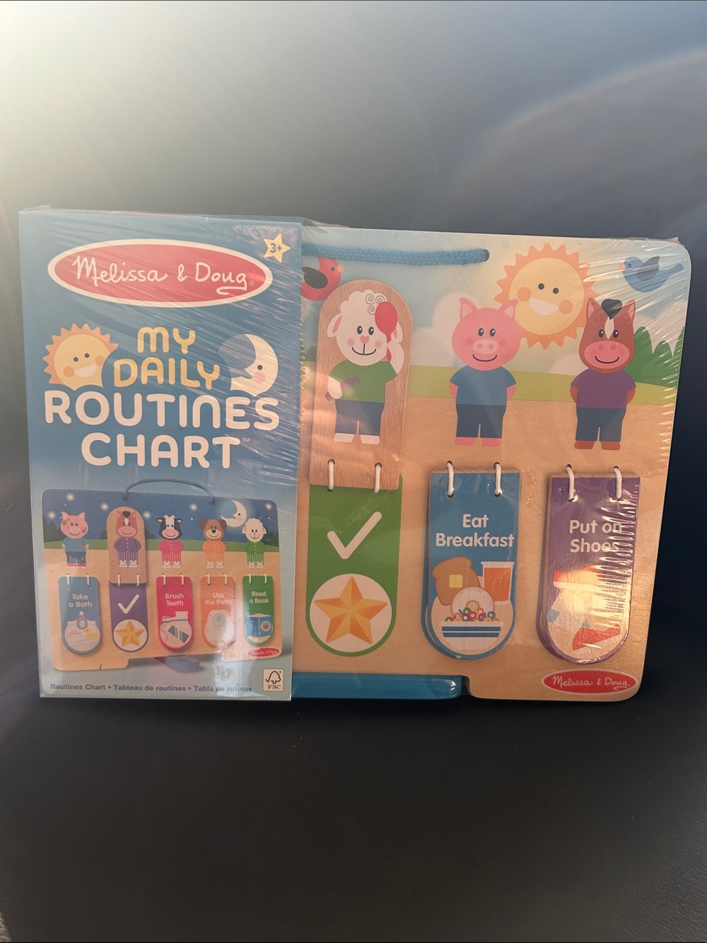 NWT 🆕 Melissa & Doug Wooden Day & Night Daily Routines Chart Learning Toy